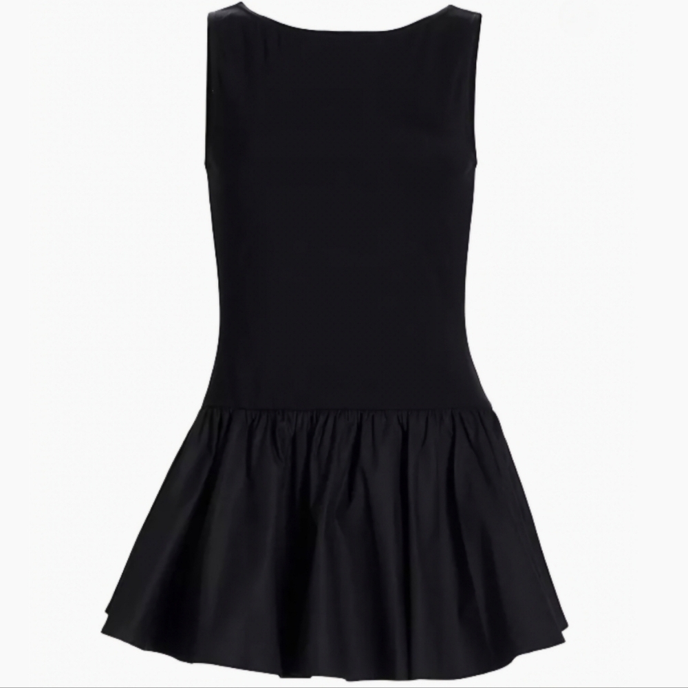 See You Monday Low Back Cropped-Waist Ruffle Dress